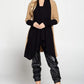 Open Front Draped Cardigan with Color Block Sleeve Detail