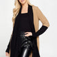Open Front Draped Cardigan with Color Block Sleeve Detail